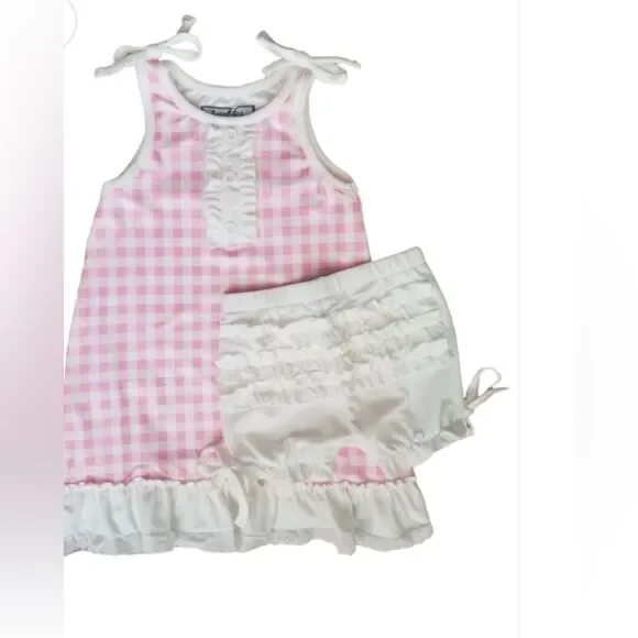 Sugar Bee Gown with Bloomers Peaches Plaid Green 18month NWT IN PACKAGE - Picture 2 of 10